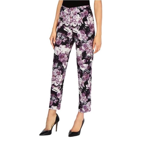 NWOT Nine West The Skinny Purple Floral Pants - Picture 1 of 8
